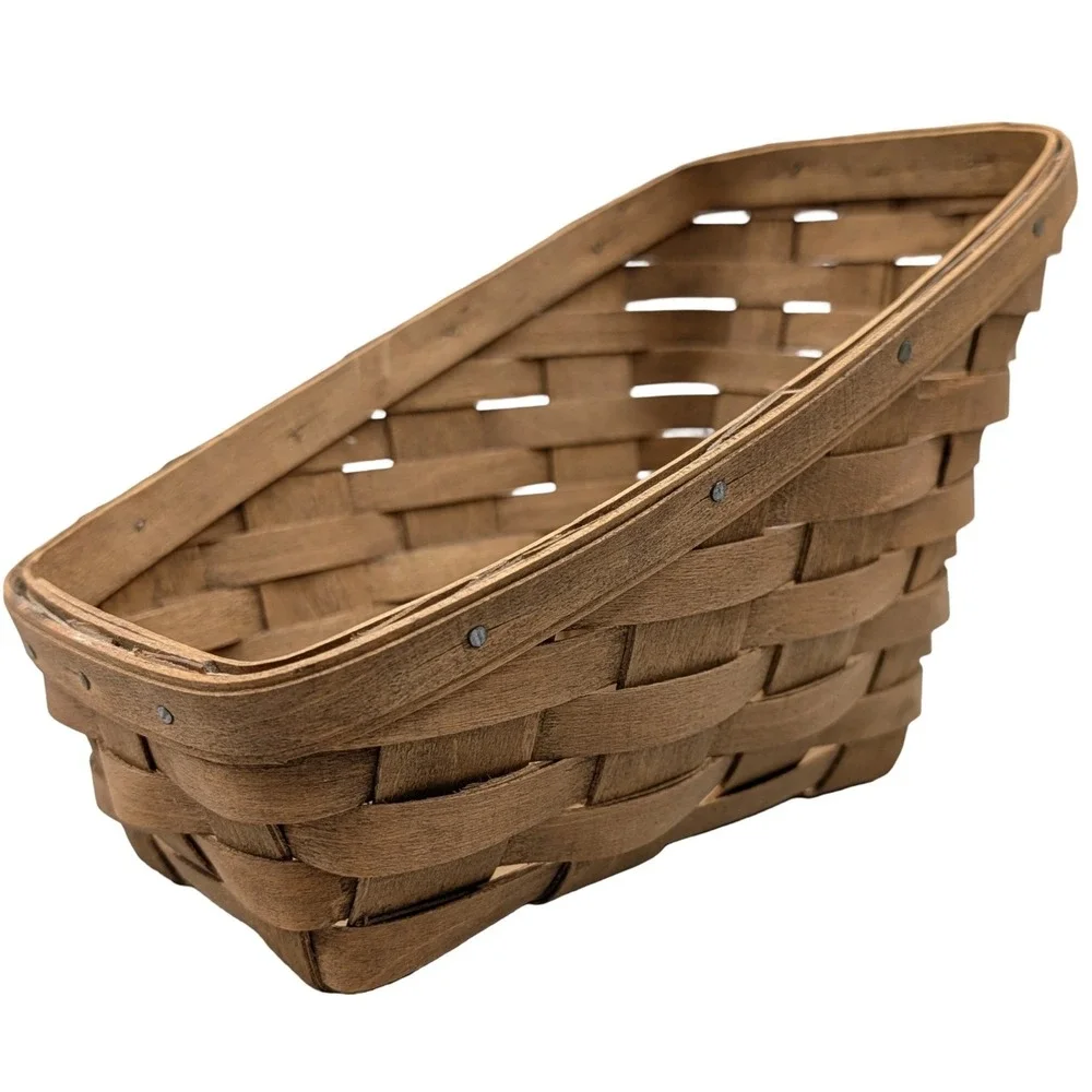 Longaberger‎ Vegetable Sleigh Basket 1985 Handwoven Wood Brown 10x5.5x7.5